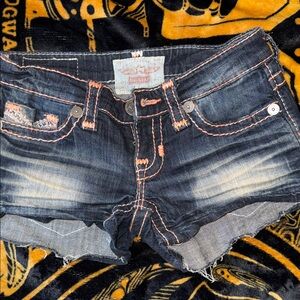 Big Star Dark Indigo Denim Shorts with Pink Stitching